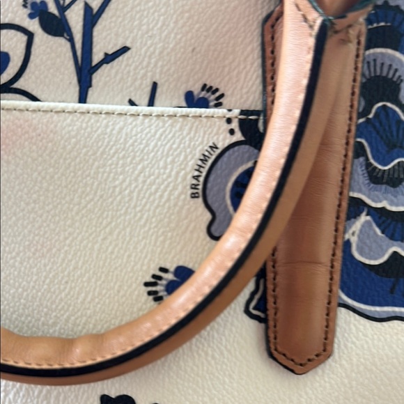 Brahmin Blue Delft Duxbury Tote Floral Blue and White Bag - Picture 5 of 10